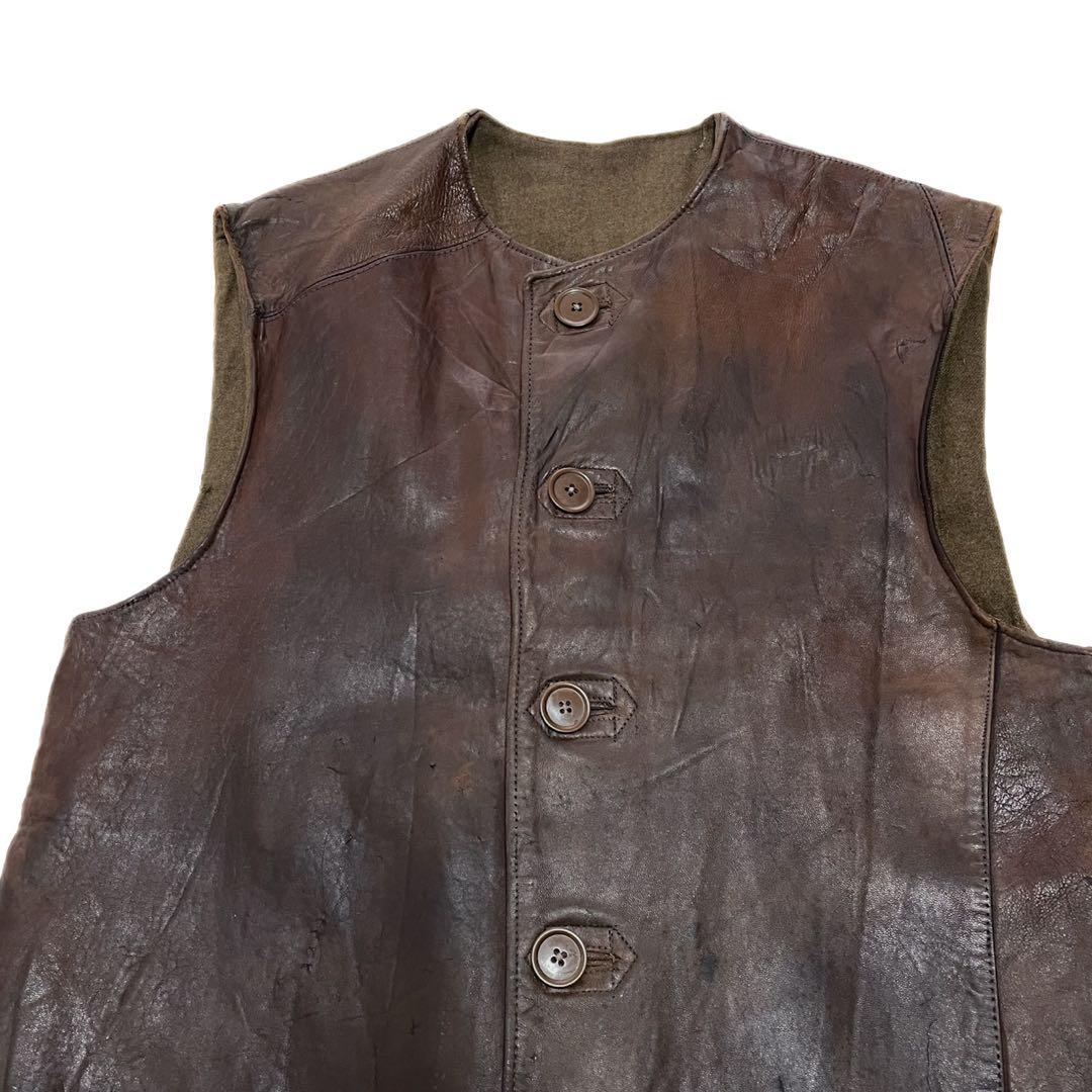 40s イギリス軍 レザー ジャーキンベスト フランス軍 ドイツ軍 ユーロ