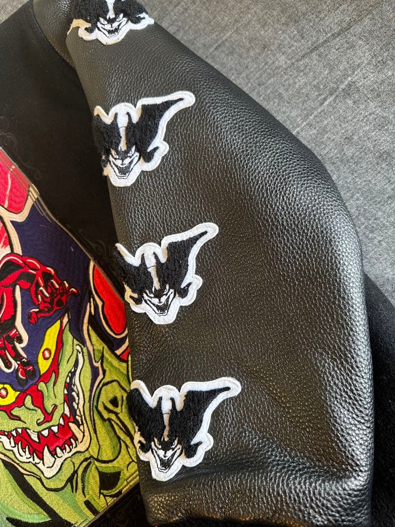 希少】墓場の画廊 デビルマン/スタジアムジャンパー限定版 袖部分革