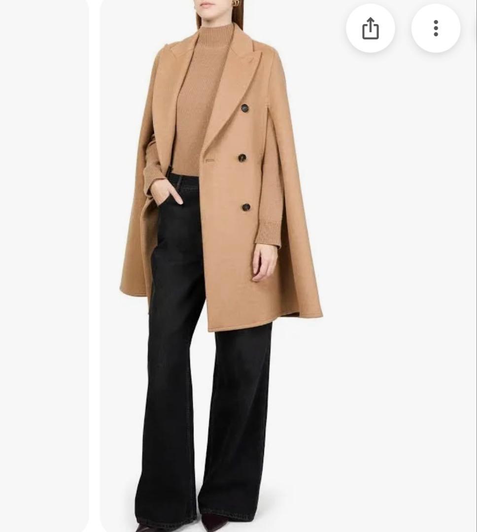 新品値札付 フランス購入 定価約40 マックスマーラ キャメル100%ケープ