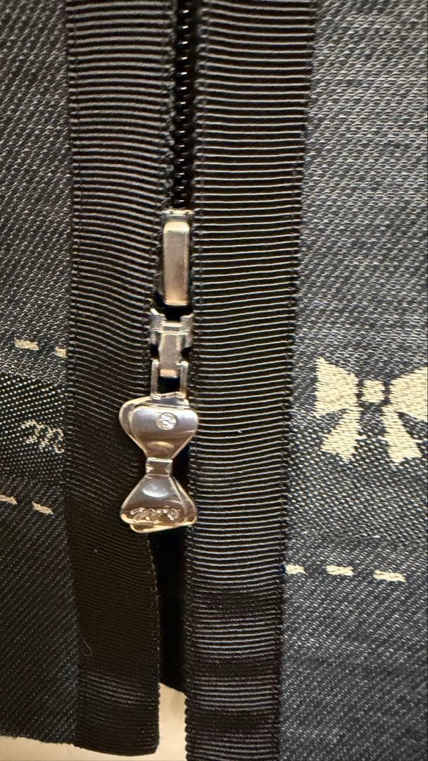 エムズグレイシー❤︎リボン柄デニムジャンバースカート 42 - メルカリ