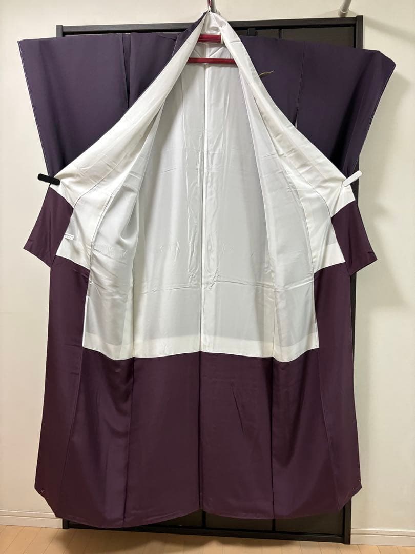 新品未使用★しつけ付き　竹　付け下げ　トールサイズ　紫　黒　金　正絹