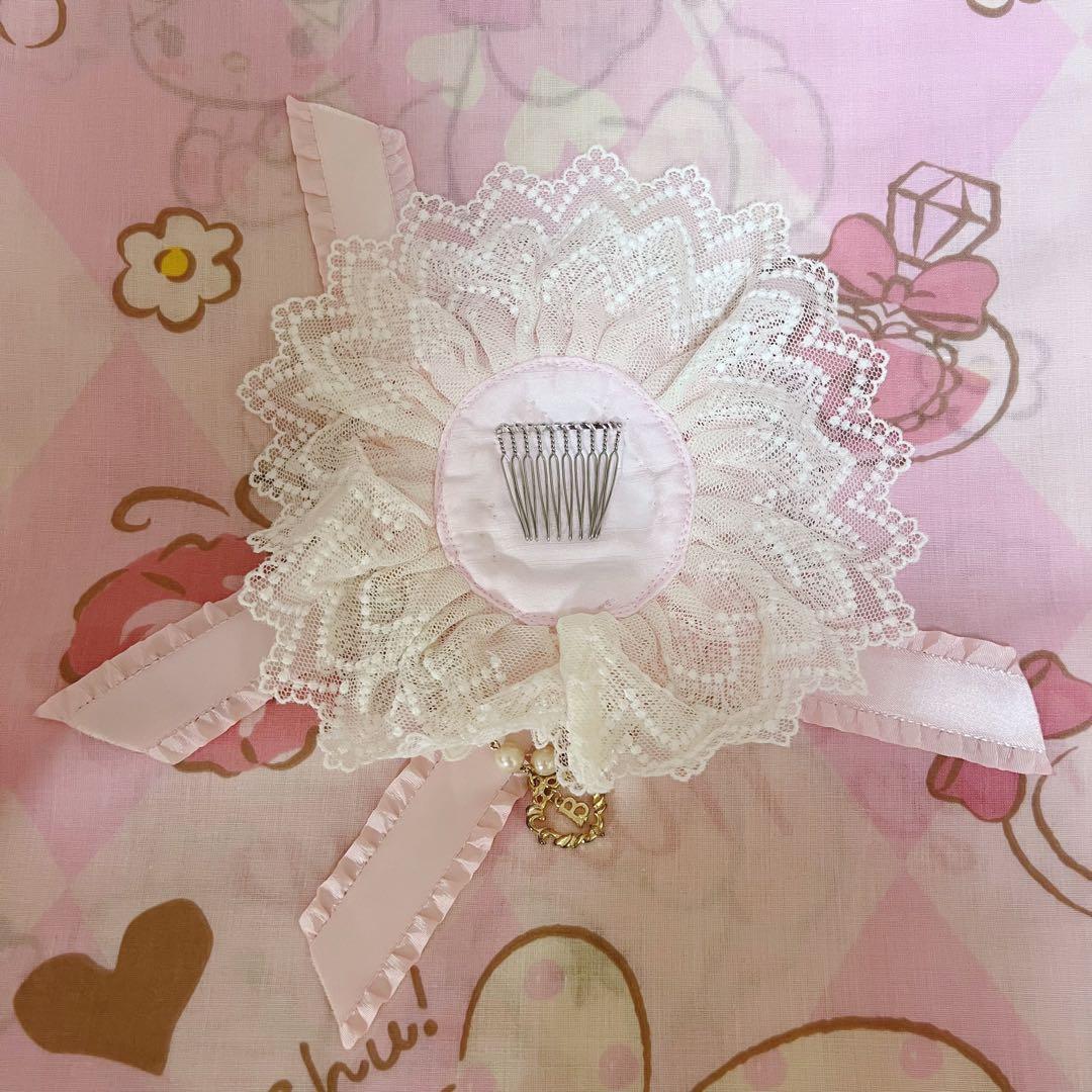 レア】BABY, マドモアゼルジュエルローズ 丸型コーム ピンク ビジュー