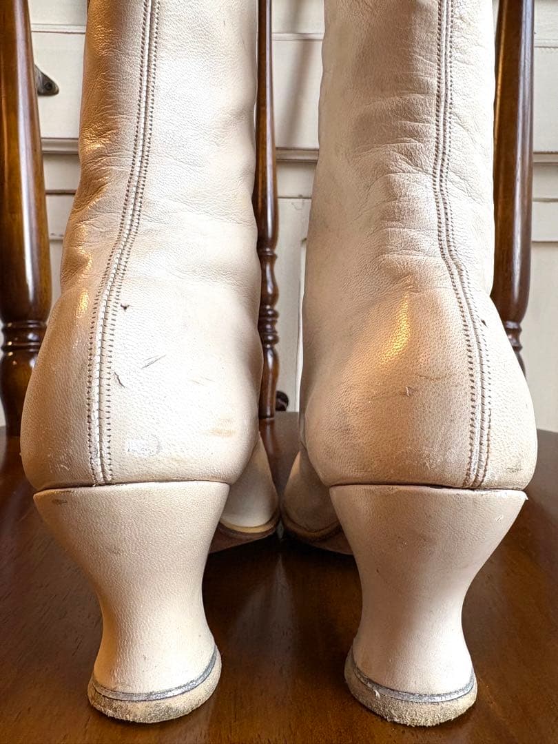 希少 フランスアンティーク ボタンアップブーツ ヴィクトリアン レザー