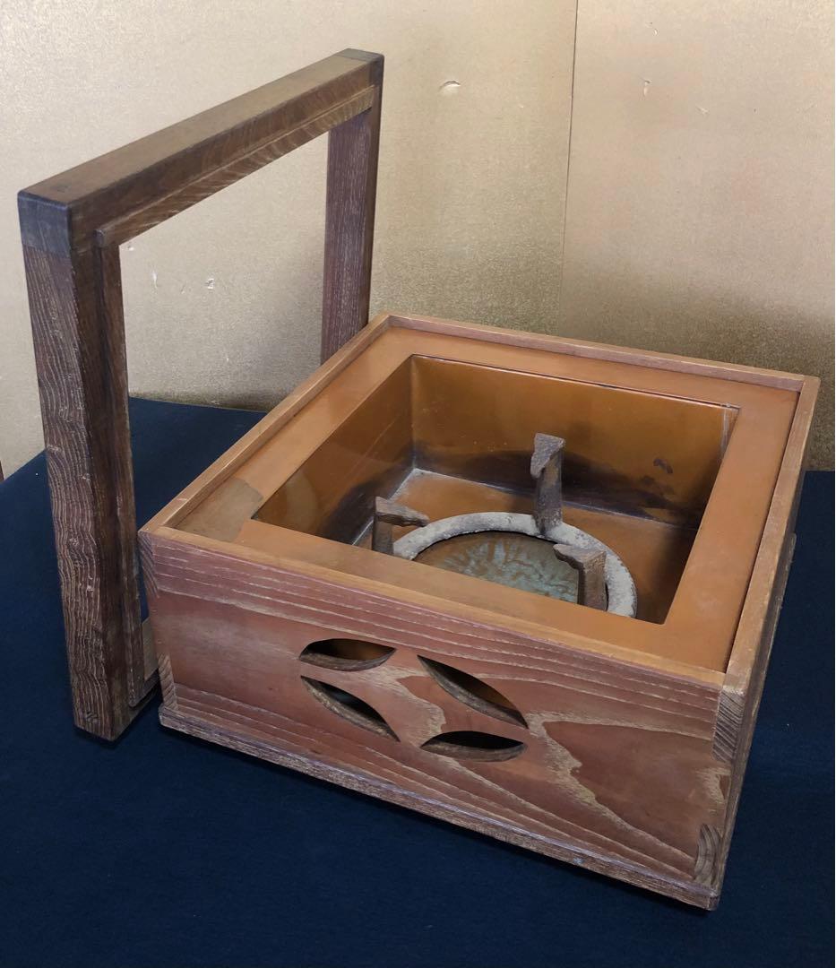 《R》茶道具 桑置炉 五徳付 元箱　260105か4