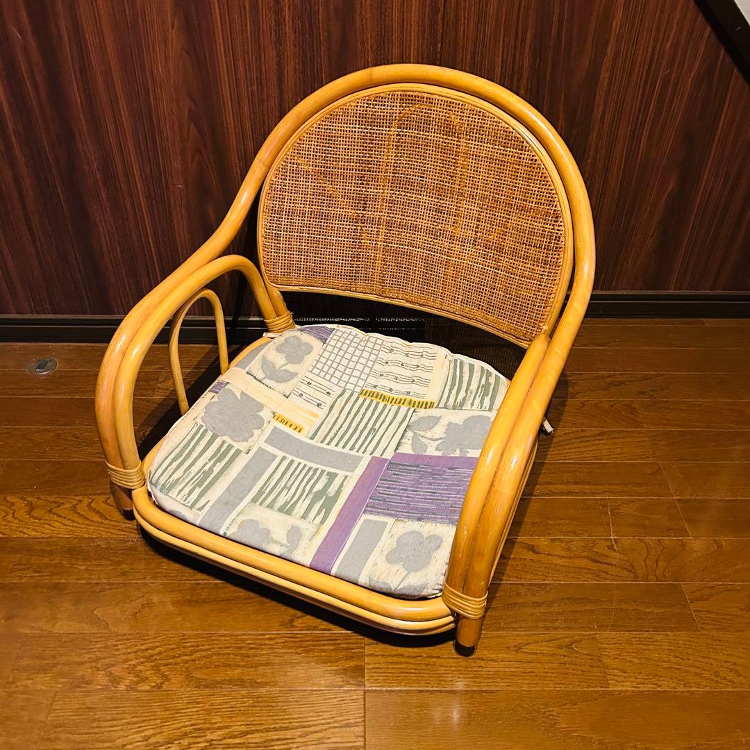 良品】 ラタン 回転座椅子 インテリア アンティーク 昭和レトロ 大型