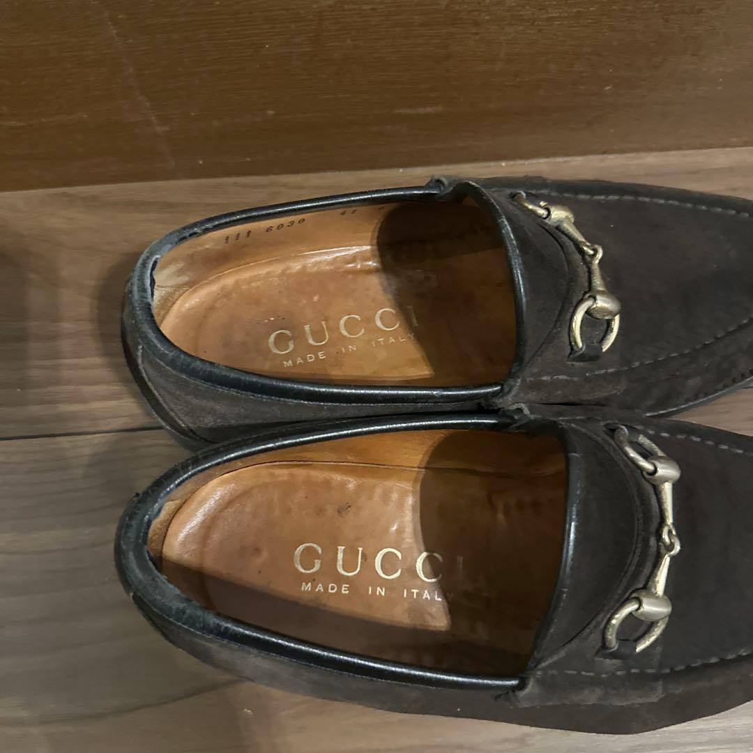 グッチ GUCCI ローファー モカシン ホースビット スウェード 25.5cm