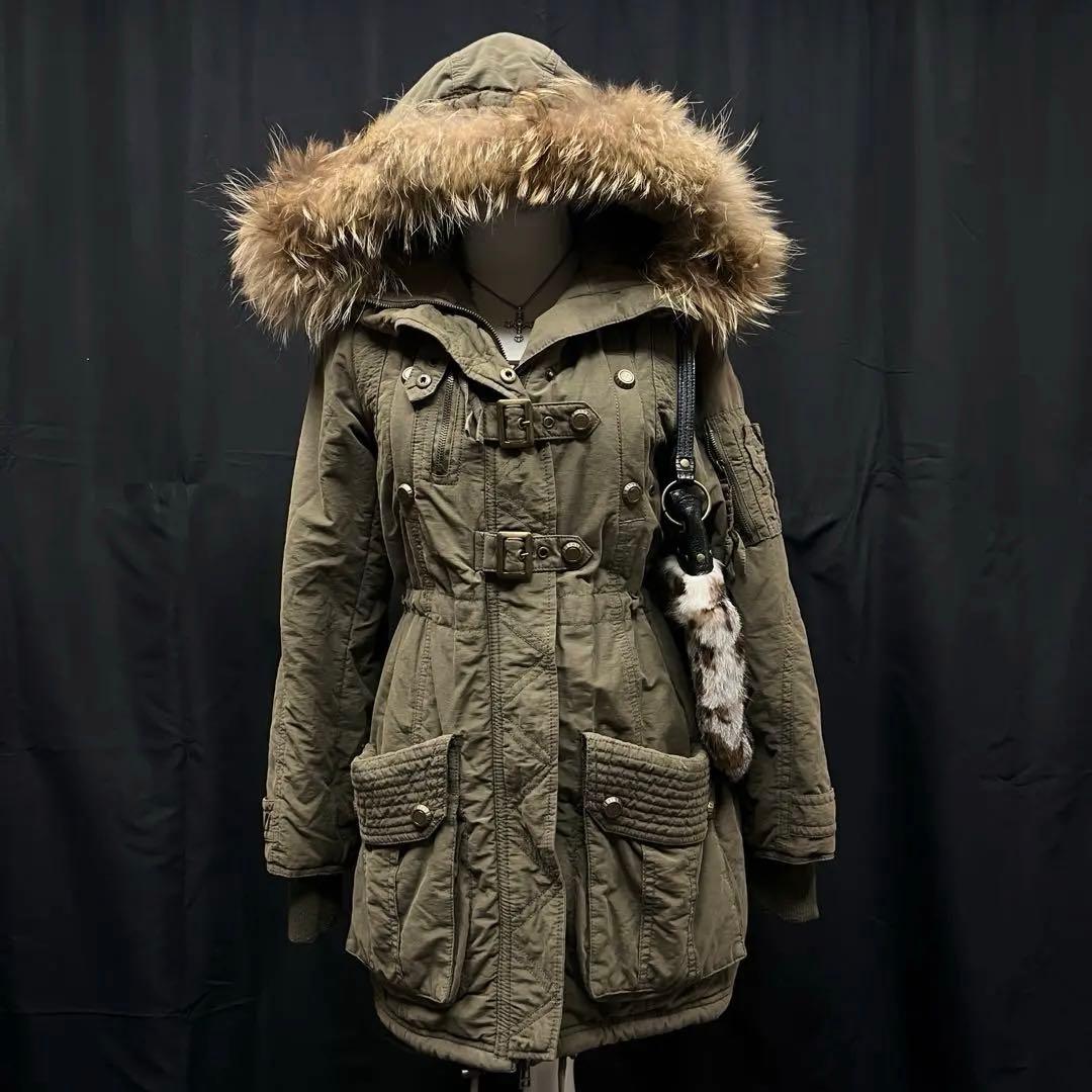 平成ギャル y2k グランジ ファー付き モッズコート ギミック リアル