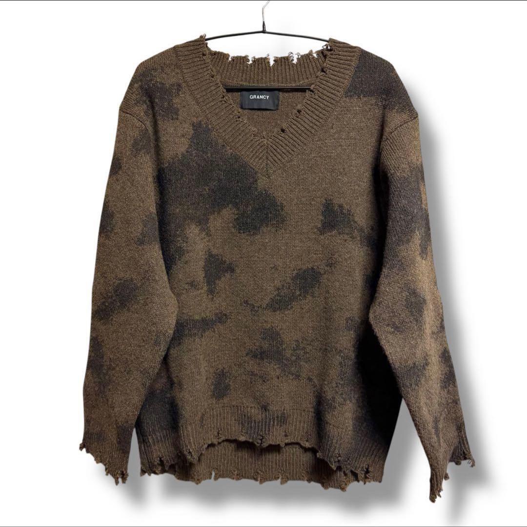 GRANCY スプレーダメージVネックウールニット M - メルカリ
