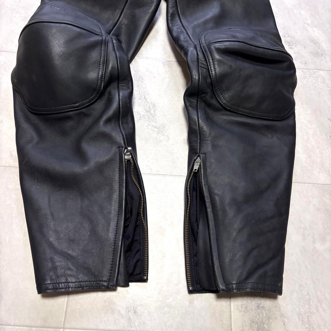 超希少】クシタニ 牛革 レザーパンツ ブラック ウエストベルト付き L