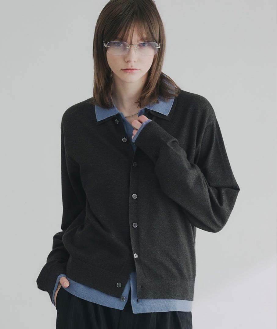 selle glant】 レイヤードスタイルハイゲージニットシャツ Sサイズ