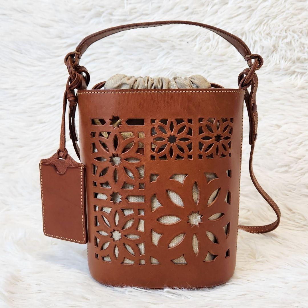 《美品》genten ゲンテン マルチカットワーク ショルダーバッグ 2way