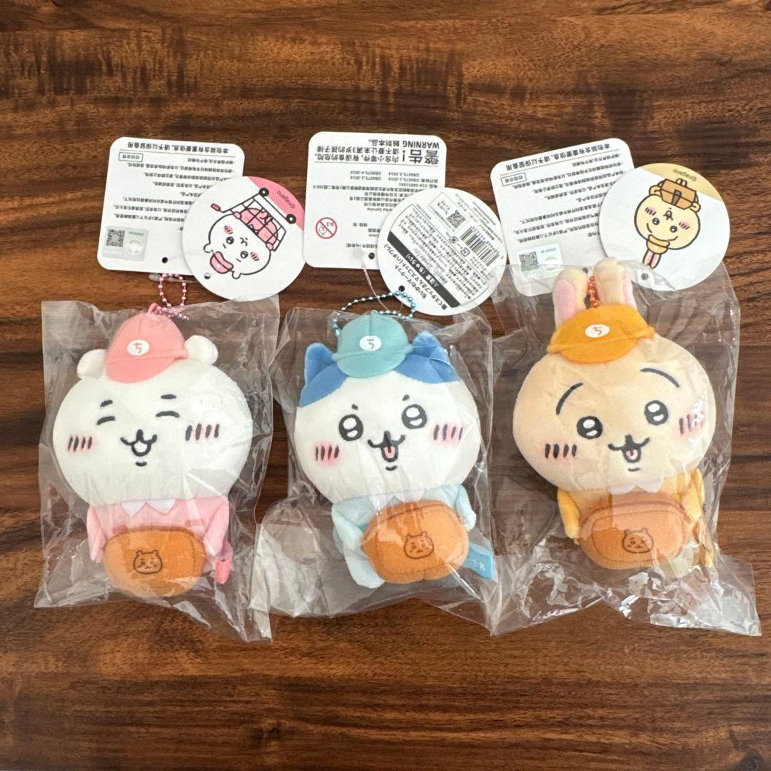 【即日発送】ちいかわ 働くスタッフさんマスコット3点セット①ハチワレ うさぎ ちいかわマーケット 働くスタッフさんマスコット3種セット（セット購入