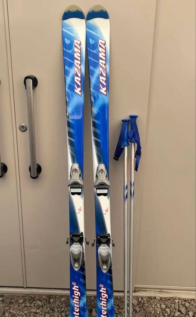 KAZAMA スキーセット 160cm 青/白ポールセット キッズ - メルカリ