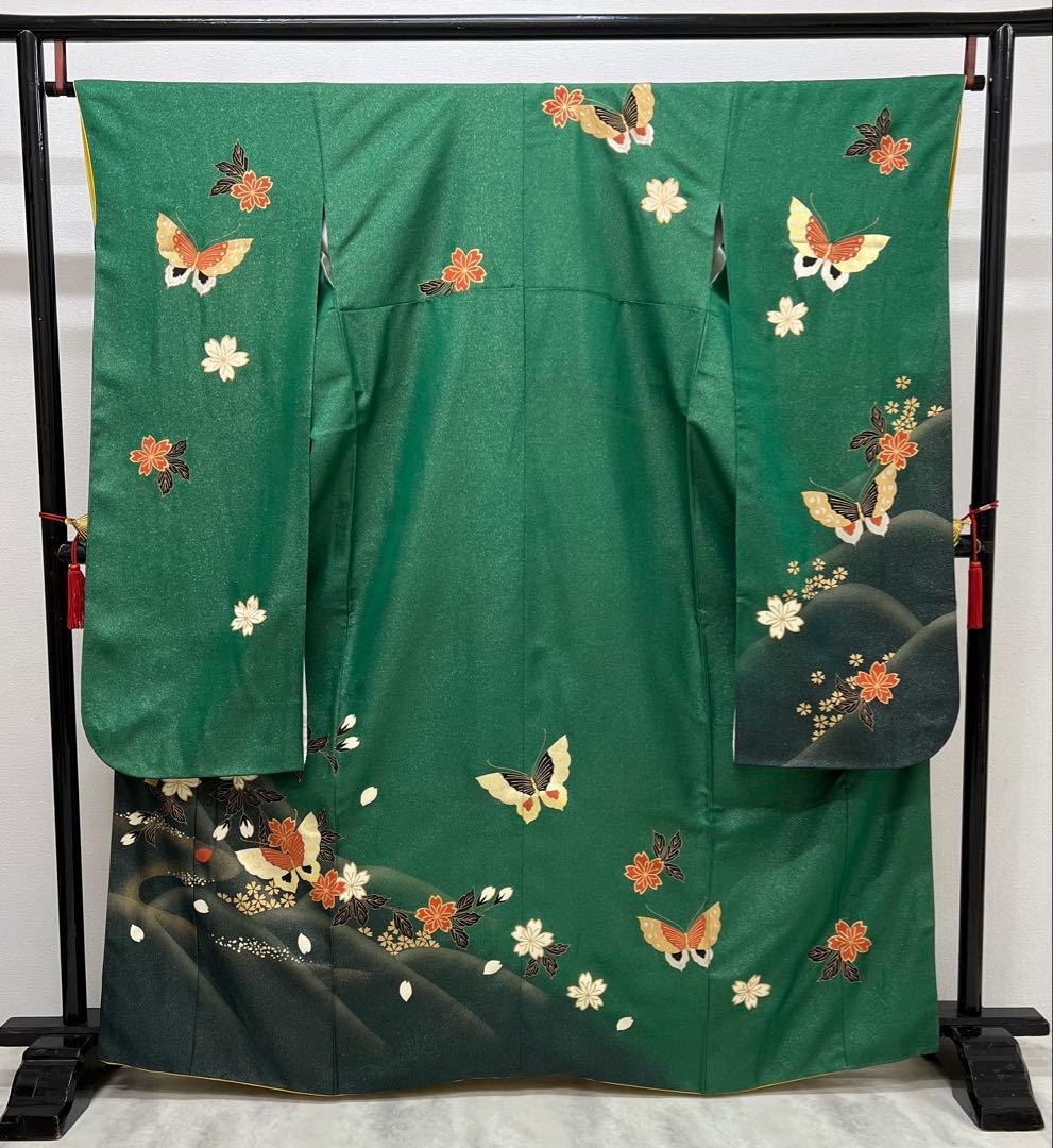 振り袖 フルセット 別誂長襦袢 金彩加工 ラメ入り 成人式 蝶々 797
