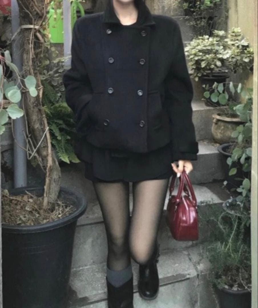 semplice ダブルブレストショートコート - メルカリ