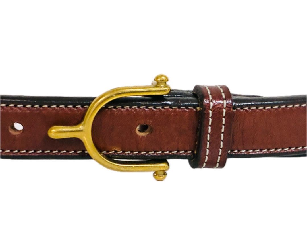 美品】トリーレザー レザーベルト シュプールバックル ブラウン ハバナ