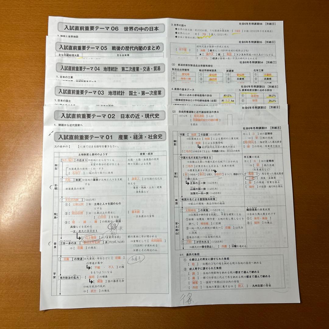サピックス 社会(6年生) 冬期講習テキスト(第3回なし) - メルカリ