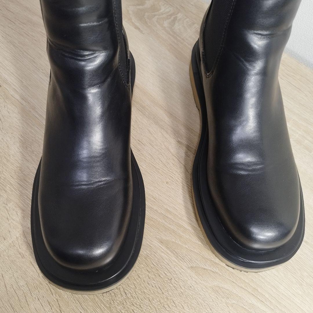 美品 TODAYFUL 厚底サイドゴアブーツ ブラック レザー 24.5cm