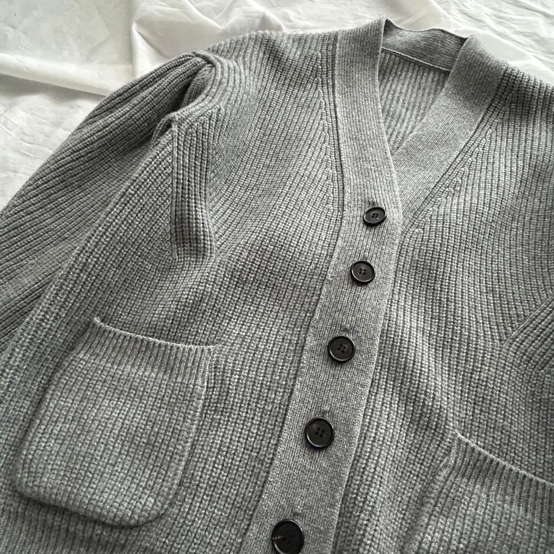 週末セール【Cygne】Raymond ボリューム袖 ロングカーディガン グレー