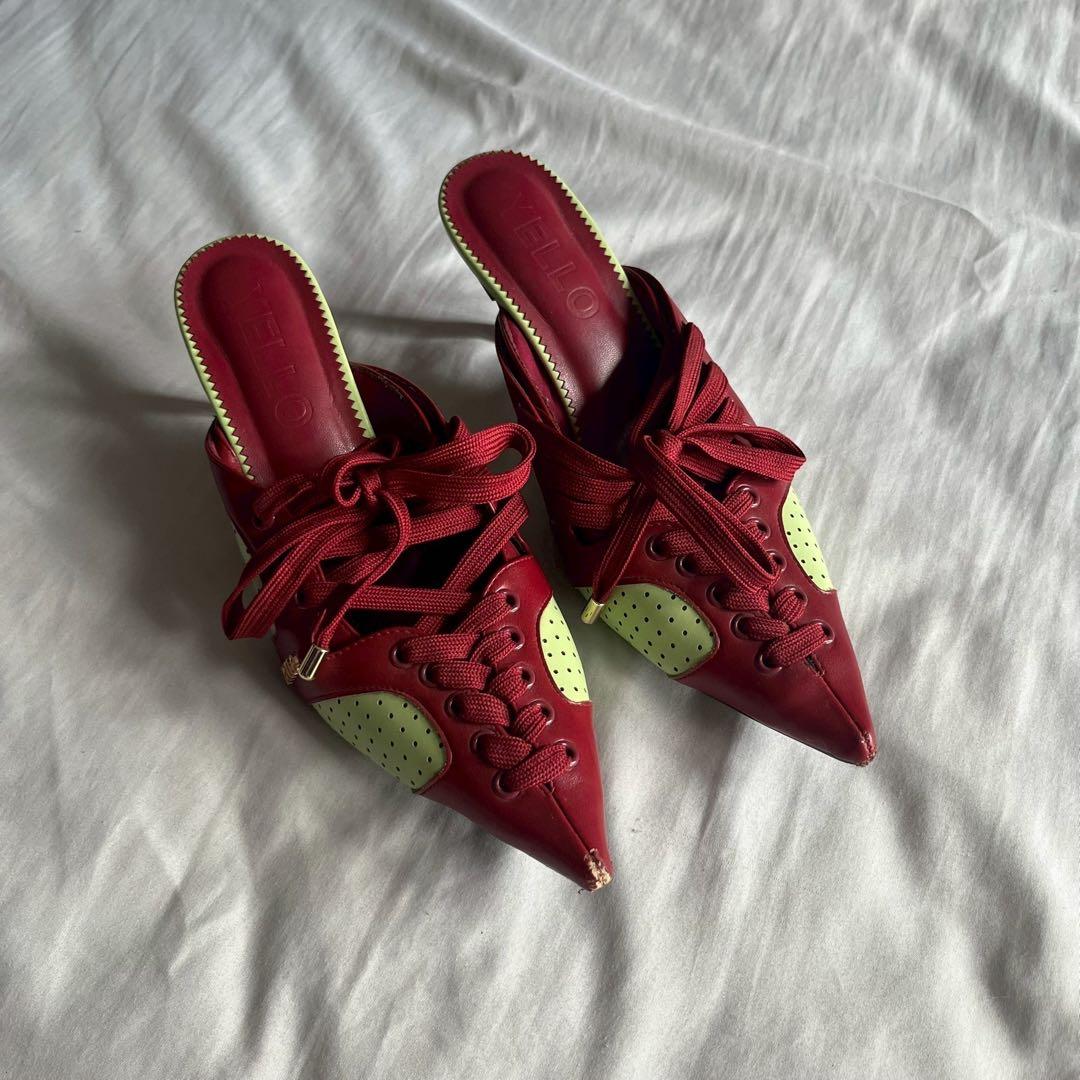 YELLOイエロ　ミュール　ヒール　赤 YELLOイエロ ミュール ヒール 赤 YELLOイエロ ミュール ヒール 赤