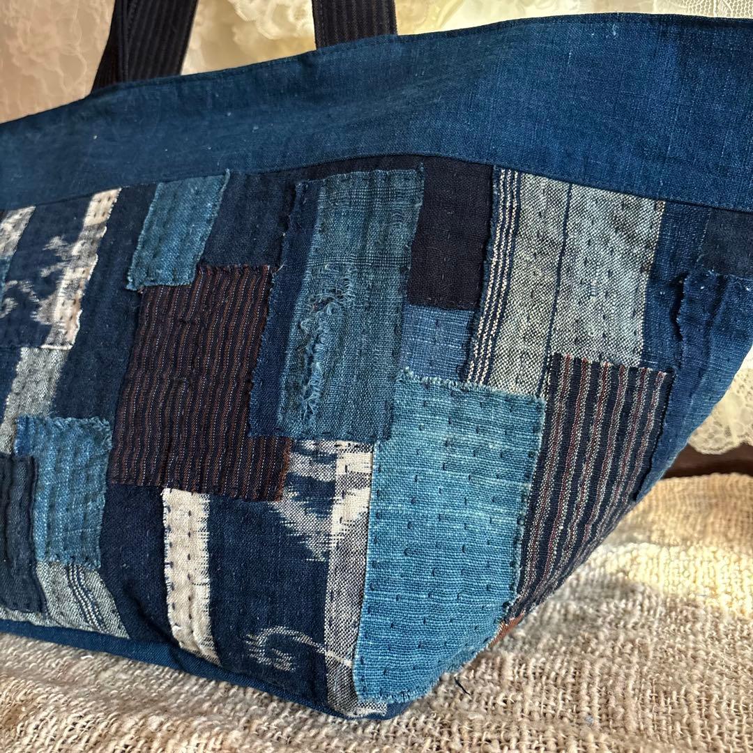 藍染 古布リメイク ハンドメイド 刺し子 トートバッグ - メルカリ