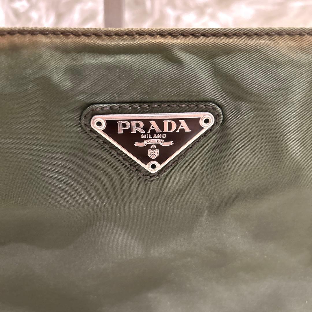PRADA プラダ テスートナイロン ショルダーバッグ カーキ 三角ロゴ
