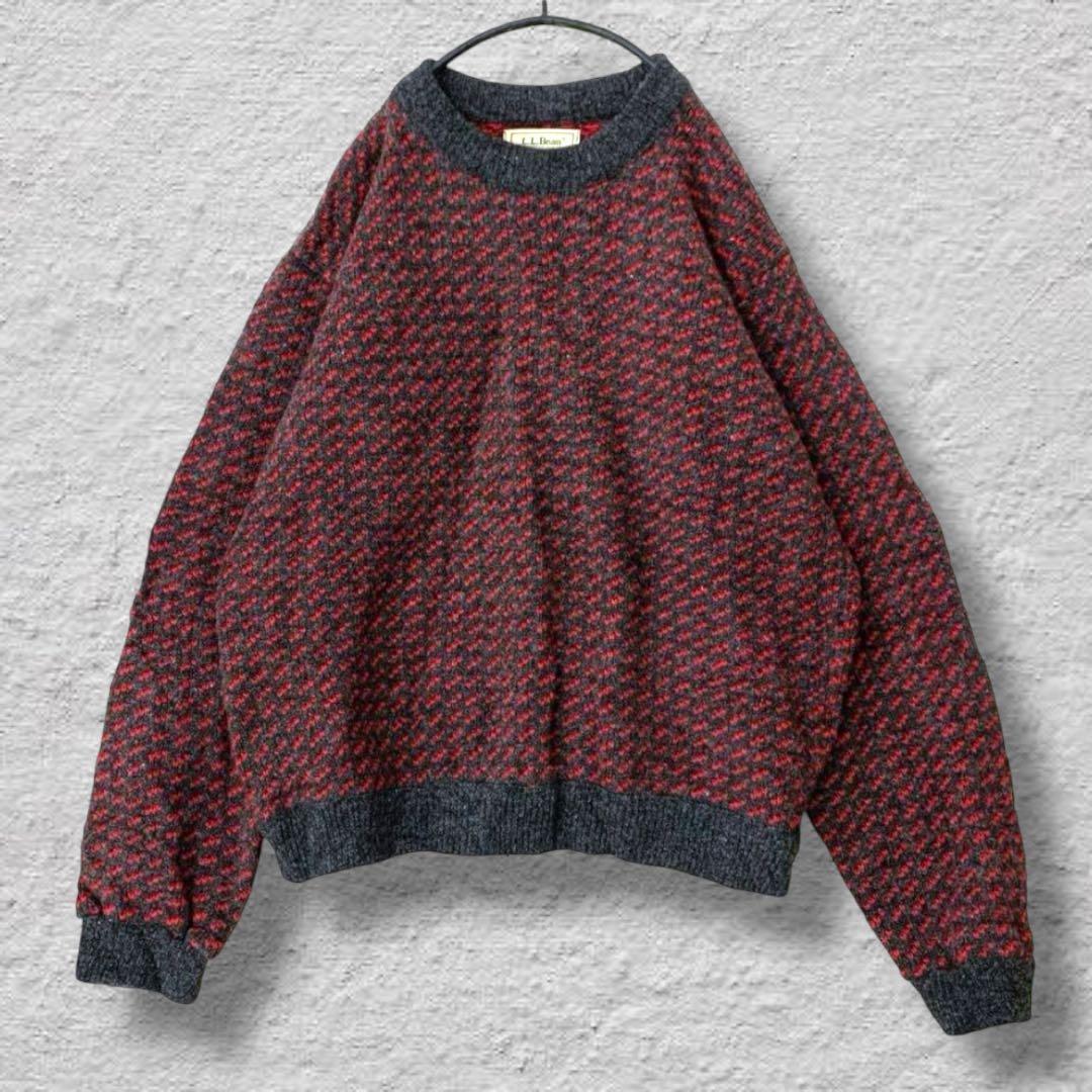 エルエルビーンバーズアイニット80sノルウェー製定番名作vintageメンズL 👛