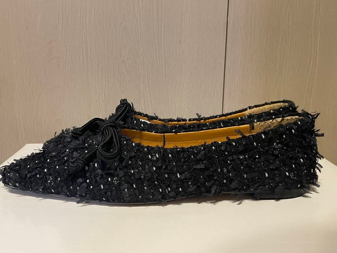 PEPPICHIC ツイード バレエシューズ 黒 - 靴正規 品
