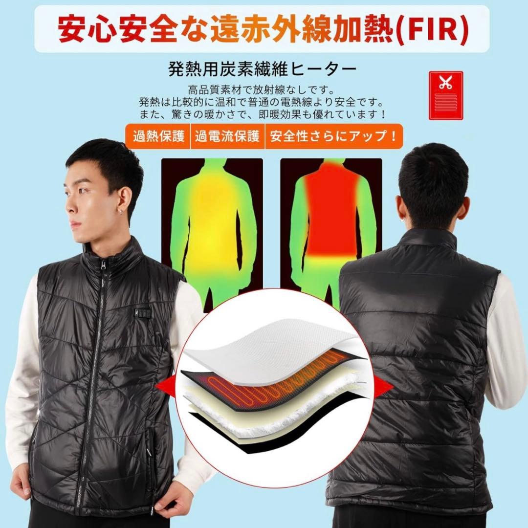 ✨残り1点✨ 7.4V 極寒モード メンズ 電熱ベスト 8枚ヒーター内蔵