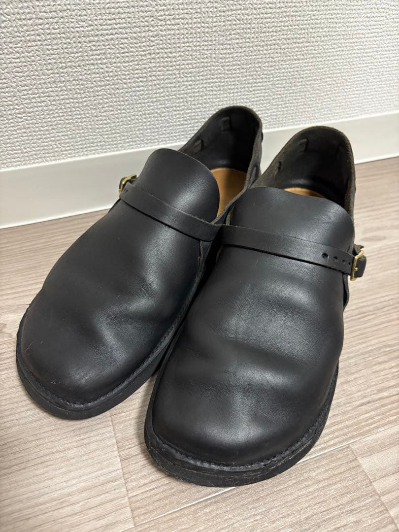 【値下げ済】aurora shoes 黒 レザー ストラップシューズ AURORA SHOES（オーロラシューズ） *Middle English ストラップレザー