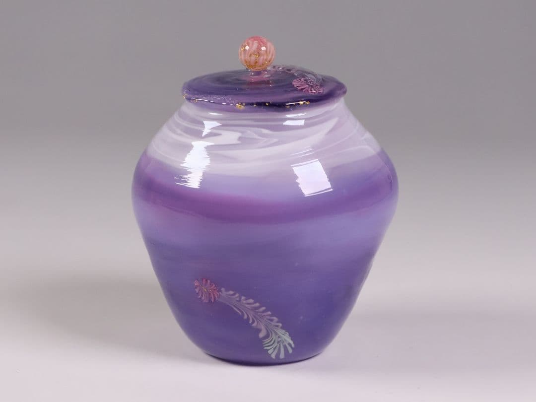 茶道具 船越美智代 ガラス茶入 ギヤマン 硝子 紫 マーブル【CM341