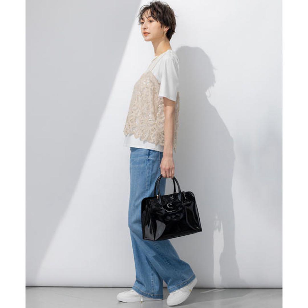 極美品 23区 エンブロイダリージャージー レースキャミソール付き 38