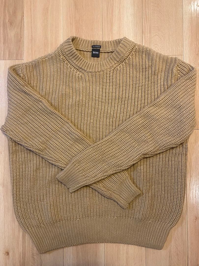 メンズ　XL BOSS ベージュ クルーネック ニットセーター HUGO BOSS（ヒューゴ・ボス） セーター SMARLO 50474813 メンズ HUGO