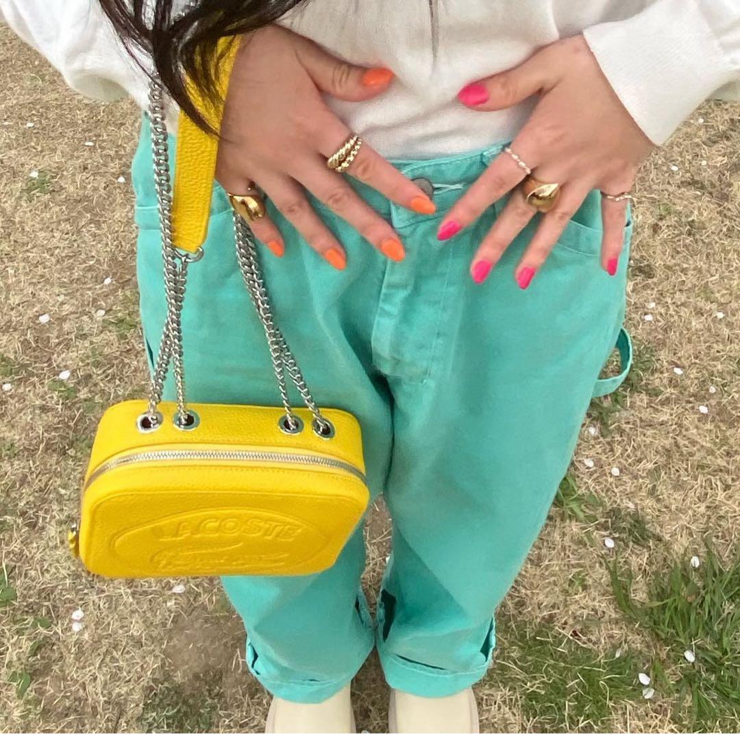 LACOSTE CROCO CREWチェーンハンドル2wayバッグ イエロー - メルカリ