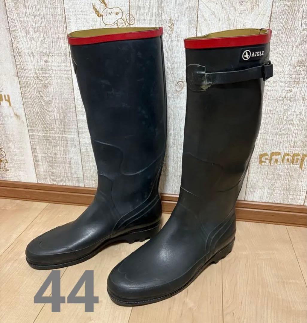 27〜27.5㎝☆AIGLEレインブーツ44 エーグルロング長靴 ラバーブーツ