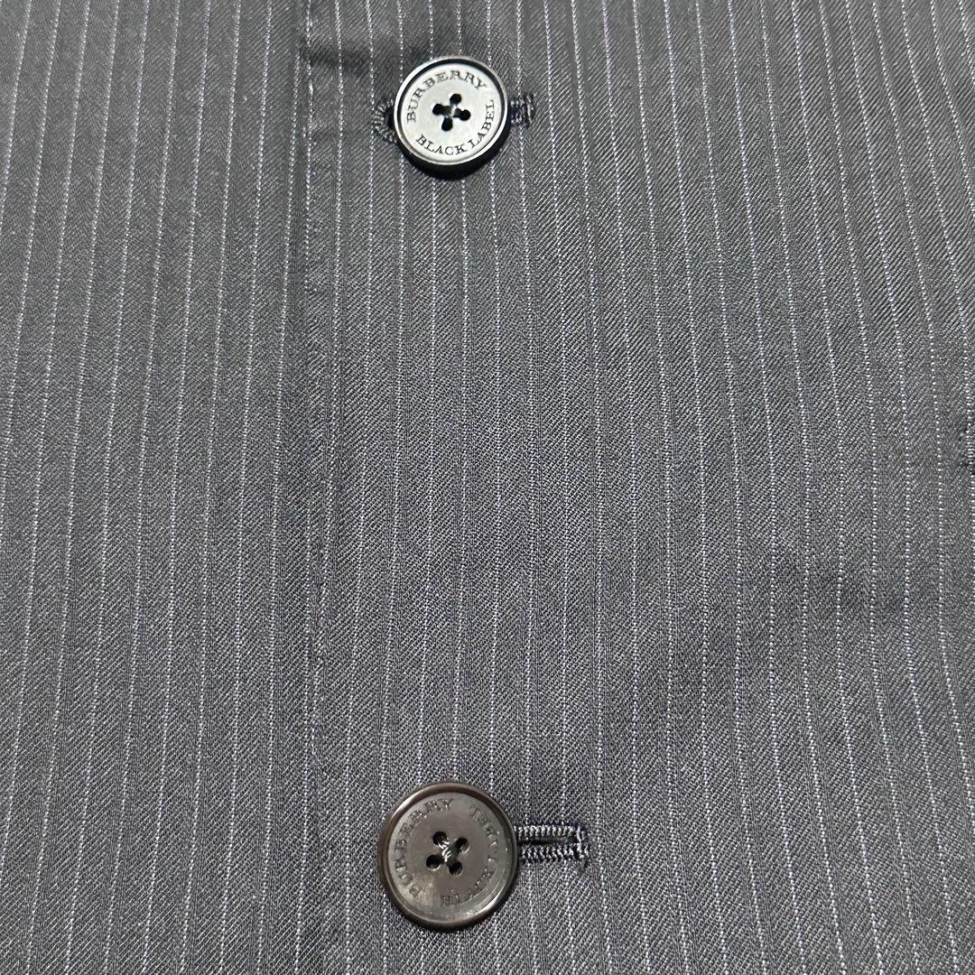 バーバリーブラックレーベル スーツ 38R ブラック ストライプ シルク混