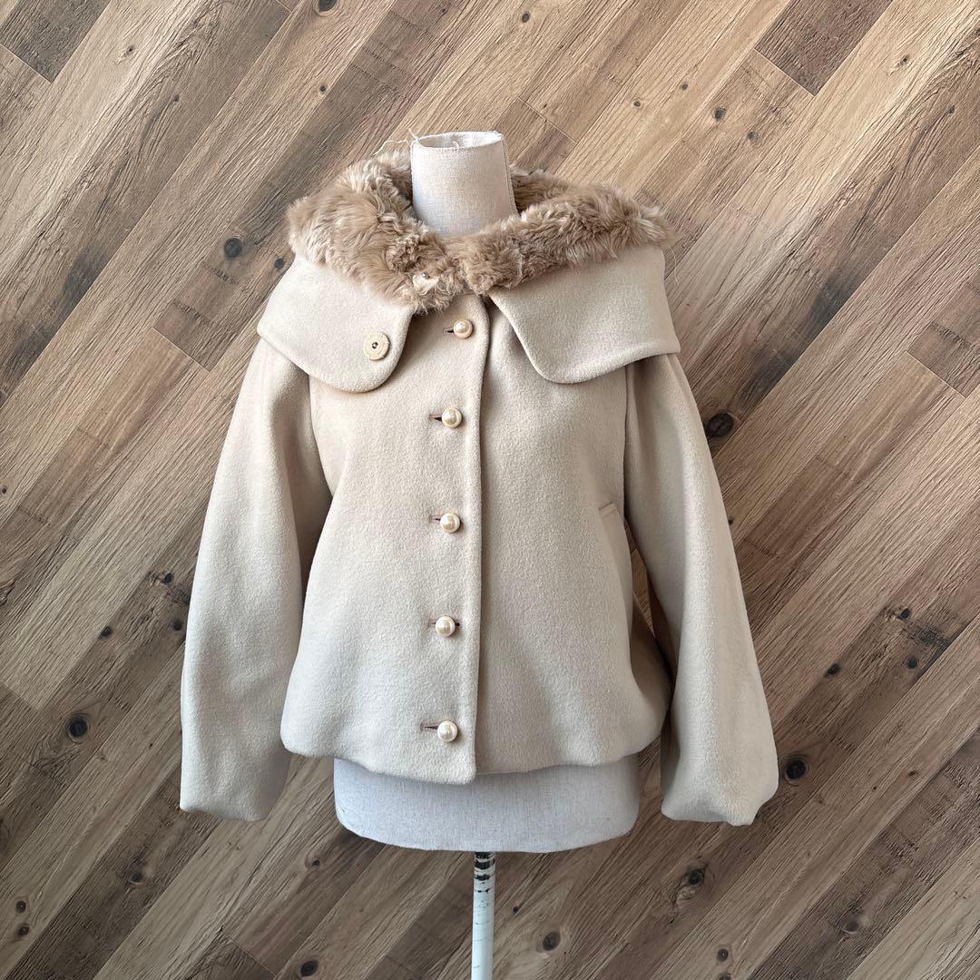 ☆新品 フランシュリッペ ファー パールボタン バルーン ウール