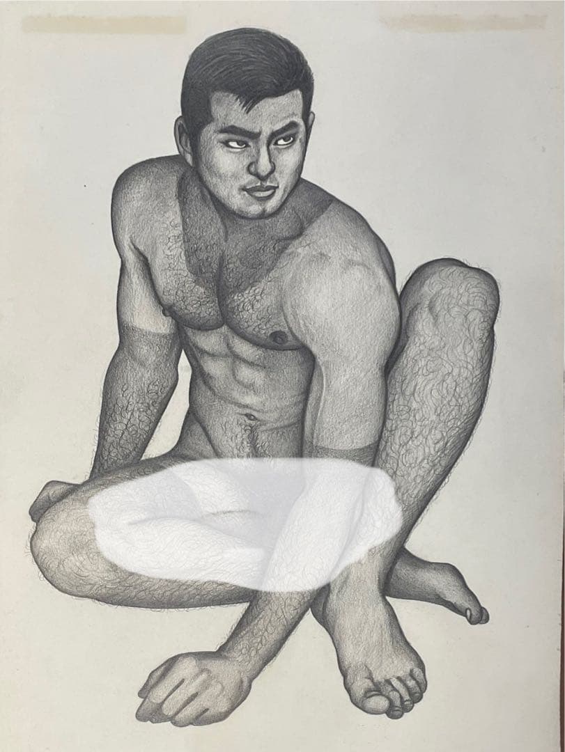 biki　三島剛　GO MISHIMA 直筆画　真作　若者