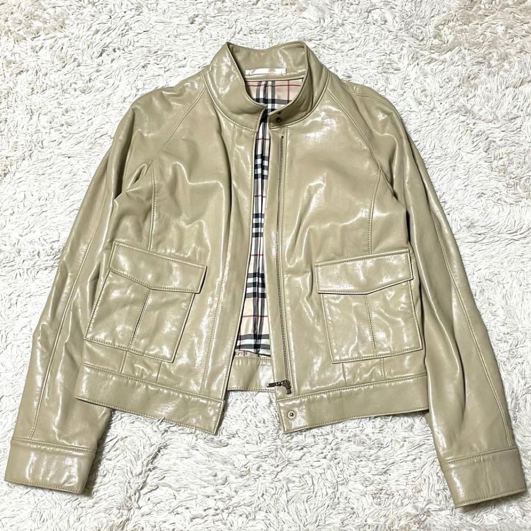 バーバリー ライダースジャケット ノバチェック フェイクレザー 40 バーバリー ライダースジャケット ノバチェック フェイクレザー 40