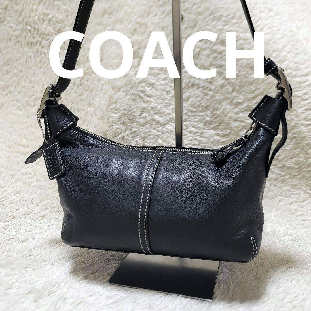 美品✨COACH コーチ ワンショルダーバッグ レザー ブラック y2k - メルカリ