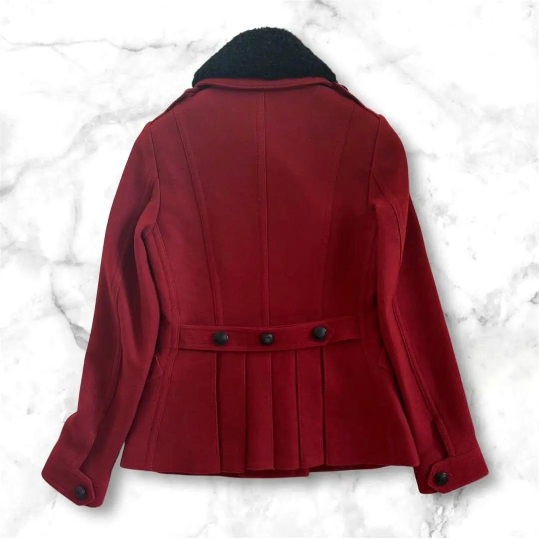 バーバリーブリット カシミヤ混 ピーコート ナポレオンコート 襟ボア