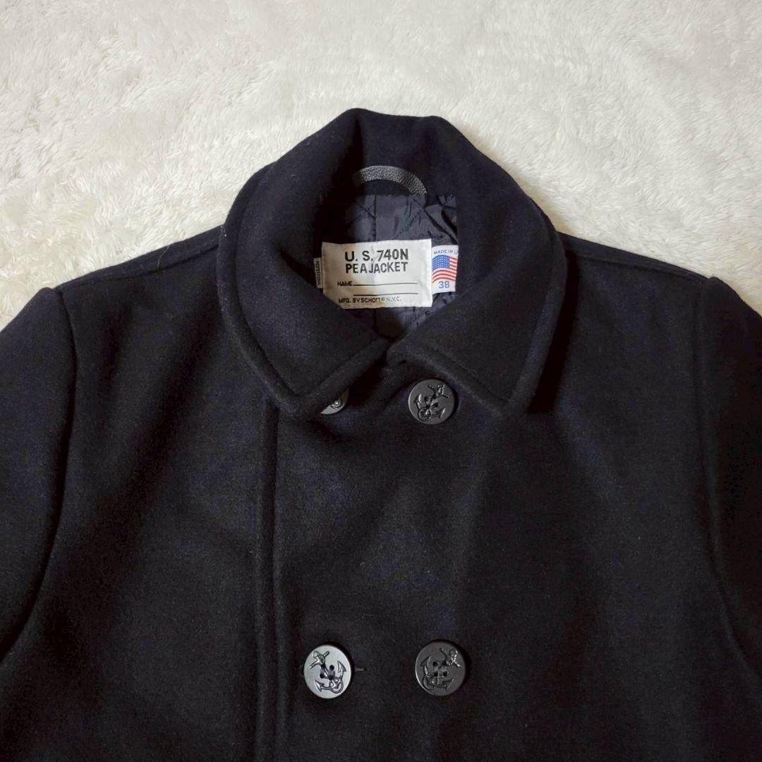 美品✨ Schott ピーコート 740 裏地キルティング 中綿 ブラック 38