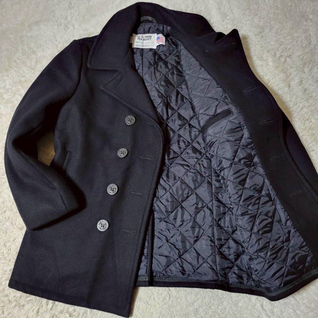 美品✨ Schott ピーコート 740 裏地キルティング 中綿 ブラック 38