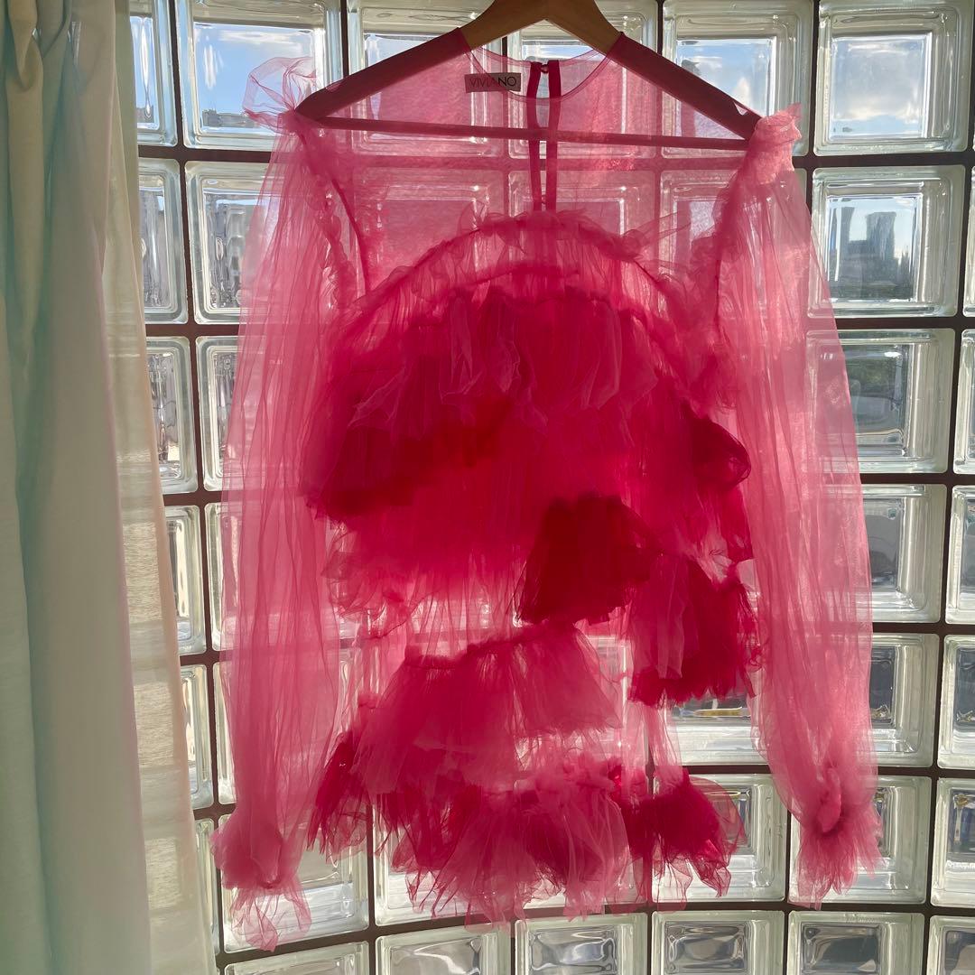 VIVIANOチュールセットアップ ピンク×赤ヴィヴィアーノ - メルカリ