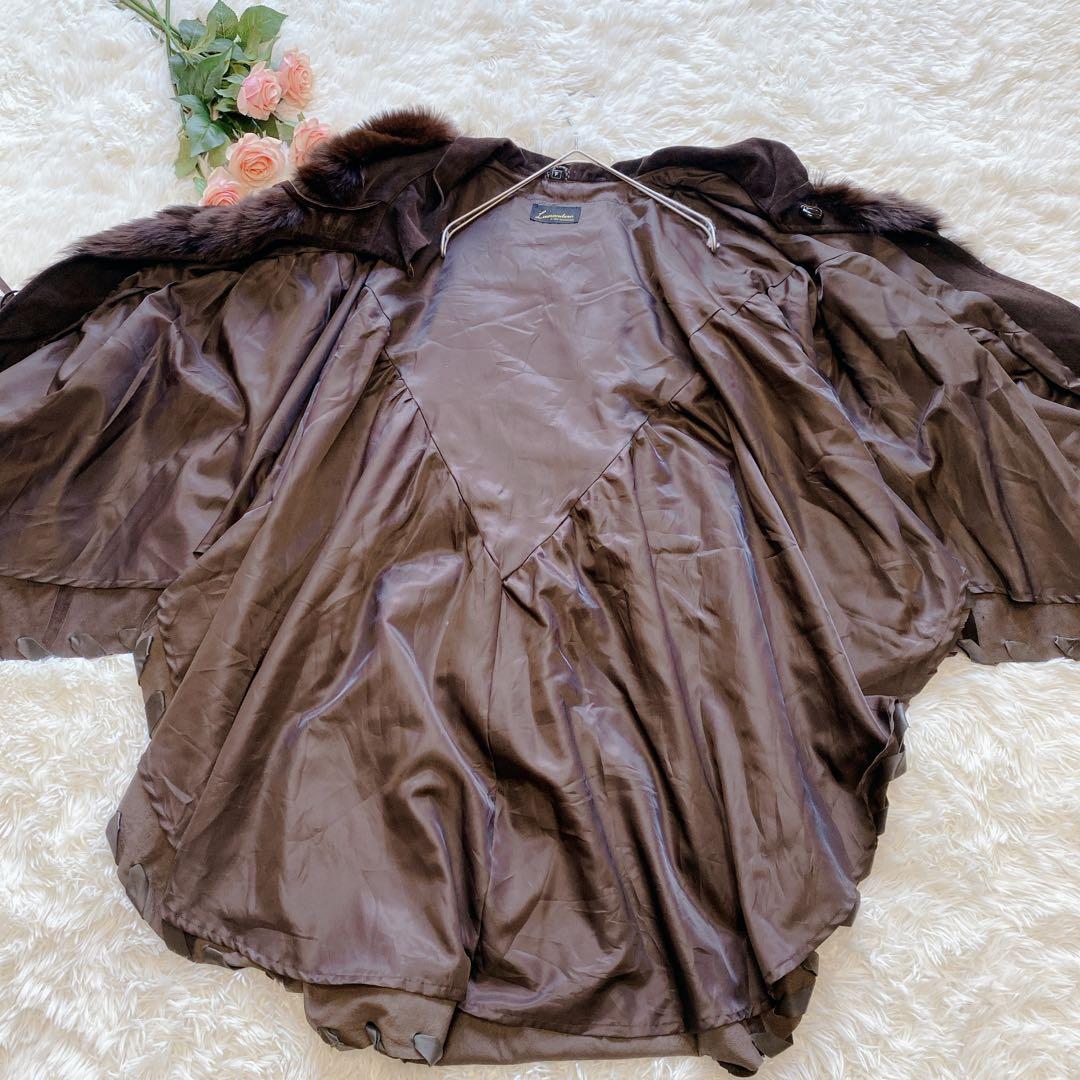 フリー】美品 Lamandora ポンチョ 豚革 大きいサイズ 日本製 コート