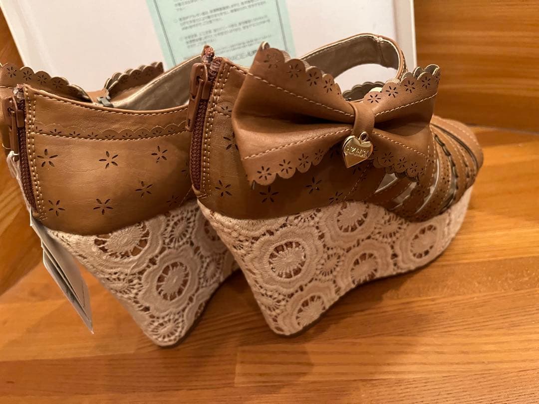 LIZ LISA ウェッジサンダル リボン ブラウン M