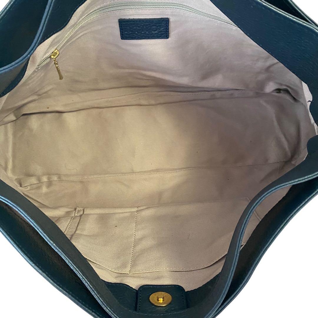 極美品 アタオ エルヴィ A4可 2way ショルダーバッグ ネイビー レザー