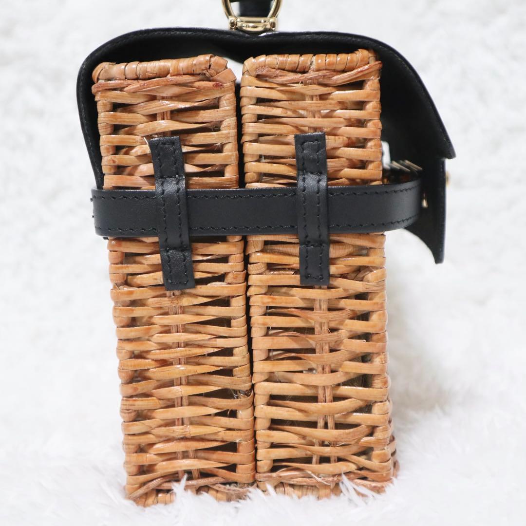 スプリットラタンターンロック付き2WAYトップハンドルバッグ Sサイズ