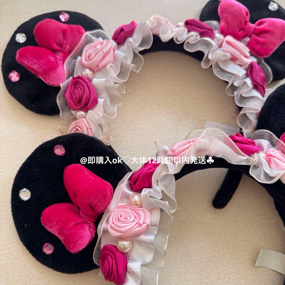 1個 ミニーちゃん カチューシャ 薔薇 ピンク ロリータ パルパルーザ