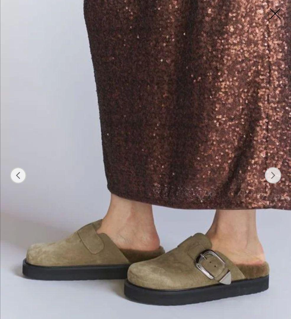 ゆう【MOHI…】スエードビッグベルトボストンサンダル MOHI＞スエード ビッグベルト ボストンサンダル